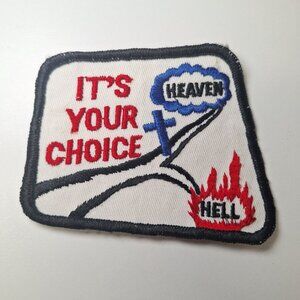 Heaven or Hell Vintage Patch Religious Your Choice Biker Cross Sins Prayer
